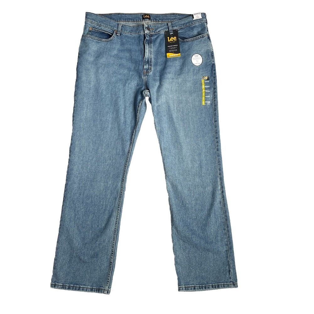 New Lee Comfort Stretch Regular‎ Fit Bootcut Men Blue Denim 40W 32L